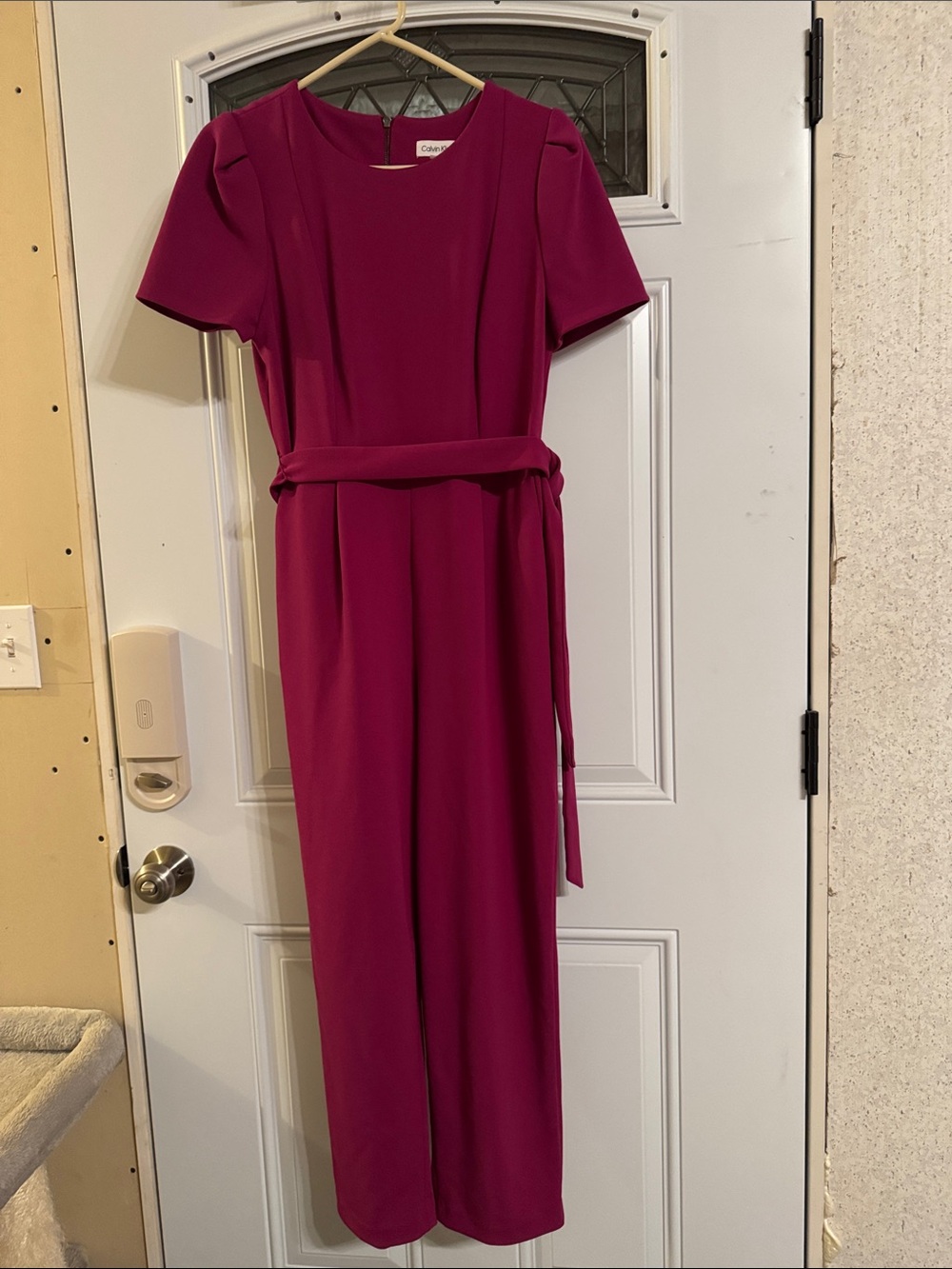 Calvin Klein Magenta jumpsuit with Tie Waist